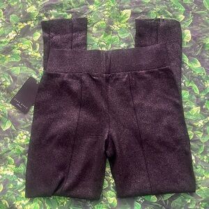 Zara shiny leggings black zippered hem